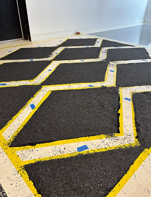 Geometric epoxy flake floor training in Ottawa