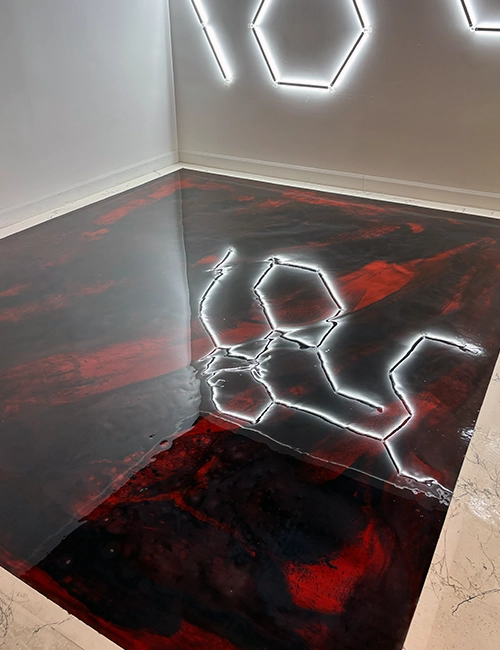 Metallic epoxy floor demo during Ottawa training course