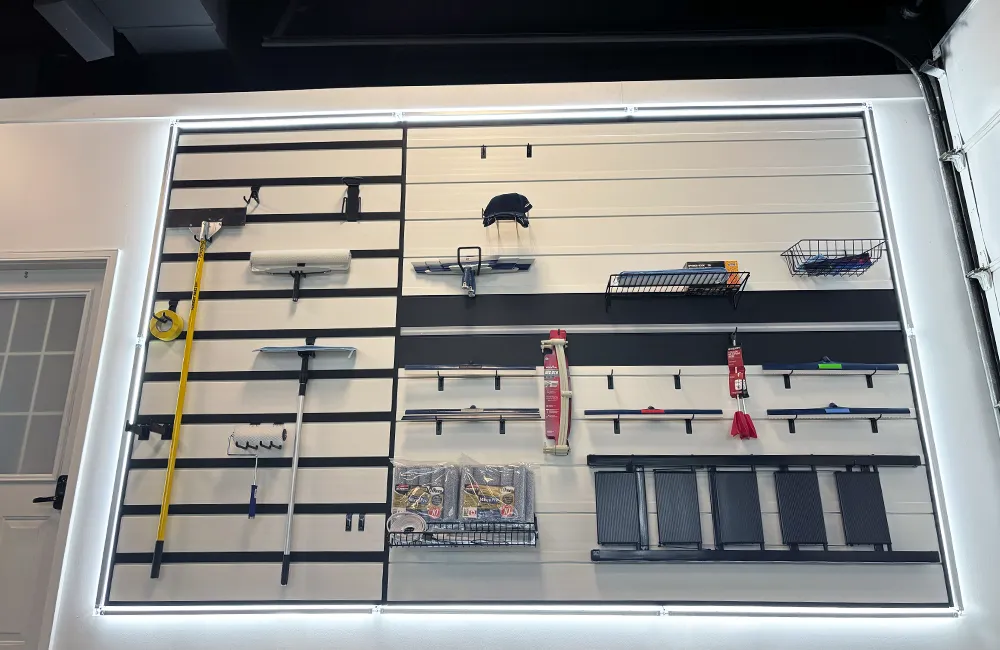 Garage Slatwall with LED lights